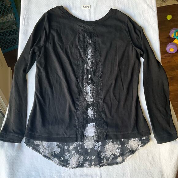 Metaphor Women’s Long Sleeve Screw Neck Blouse size S, Black White,Floral Detail - Picture 5 of 8